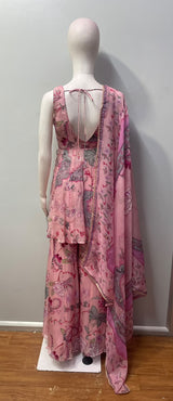 Blush Pink Floral Beaded Kurta Palazzo Set