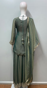 Sage Olive Gold Jewel Palazzo Set