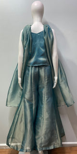 Deep Teal Antique Gold Floral Palazzo Set