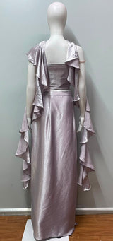 Pearl Lilac Crystal Draped Saree Set