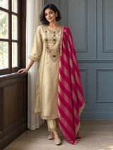 Champagne Gold Jewel Kurta Trouser Set