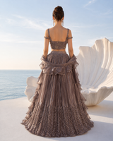 Mocha Mauve Pleated Lehenga Set
