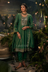 Emerald Green Mirrorwork Anarkali Set