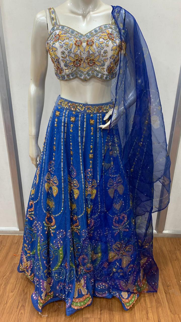 Sapphire Mirrorwork Heritage Lehenga
