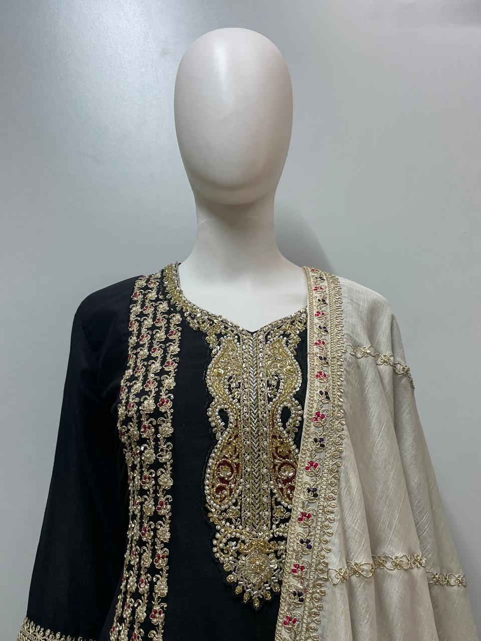 Black Ivory Embroidered Kurta Set