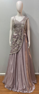 Smoky Lilac Silver Floral Lehenga Set