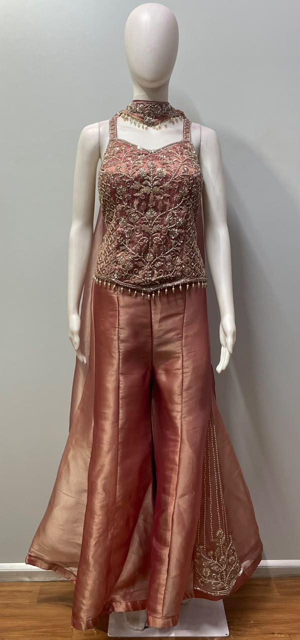 Copper Rose Antique Gold Floral Palazzo Set
