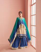 Teal Royal Blue Ombre Gota Sharara Set