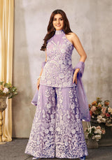 Lavender Ivory Floral Halter Palazzo Set