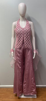 Dusty Rose Crystal Cutwork Palazzo Set
