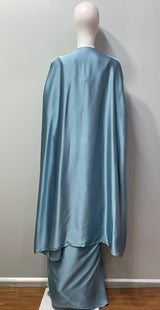 Ice blue saree set featuring pearl and bead embellishment
