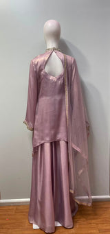 Smoky Lilac Gold Embroidered Palazzo Ensemble