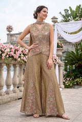 Antique Taupe Blush Floral Palazzo Set