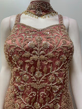 Copper Rose Antique Gold Floral Palazzo Set