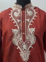 Burnt Sienna Silver Mirror Heritage Kurta