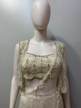 Ivory Silver Pearl Jewel Cape Palazzo Set