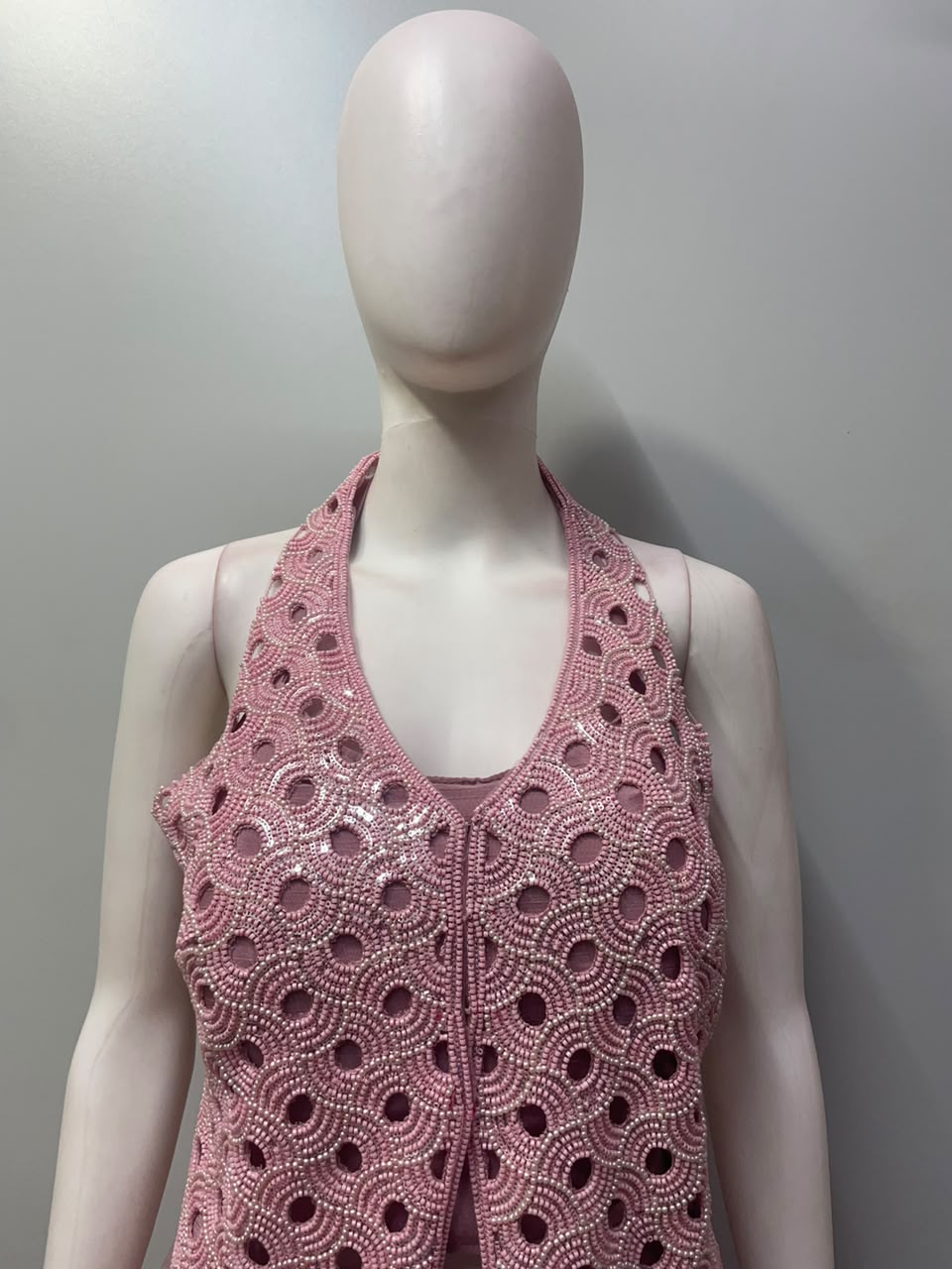 Dusty Rose Crystal Cutwork Palazzo Set