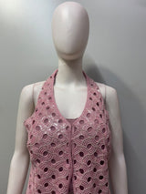Dusty Rose Crystal Cutwork Palazzo Set