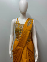 Mustard Gold Draped Saree Set