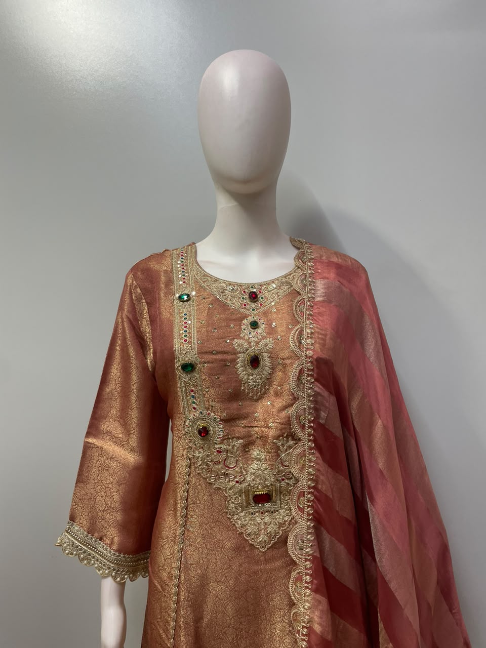 Rose Bronze Jewel Kurta Trouser Set
