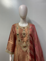 Rose Bronze Jewel Kurta Trouser Set