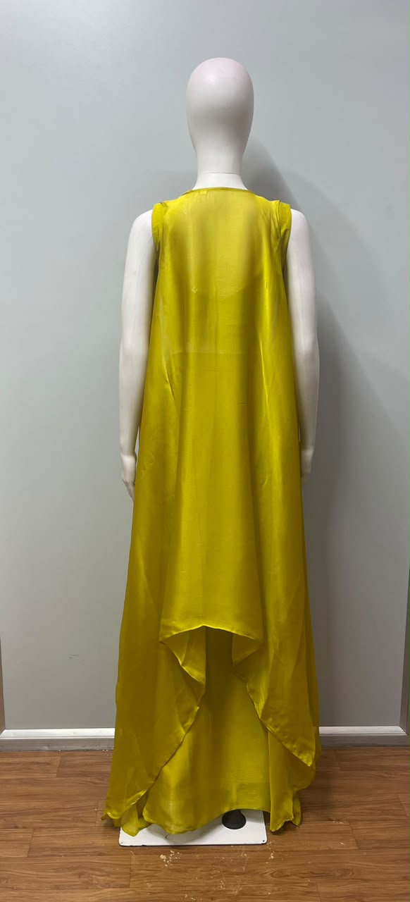 Citrine Pearl Floral Pre-Draped Saree Set - detail view