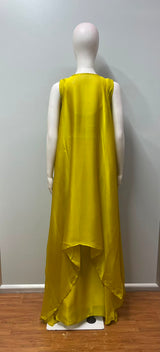 Citrine Pearl Floral Pre-Draped Saree Set - detail view