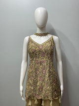 Olive Floral Embroidered Gharara Set