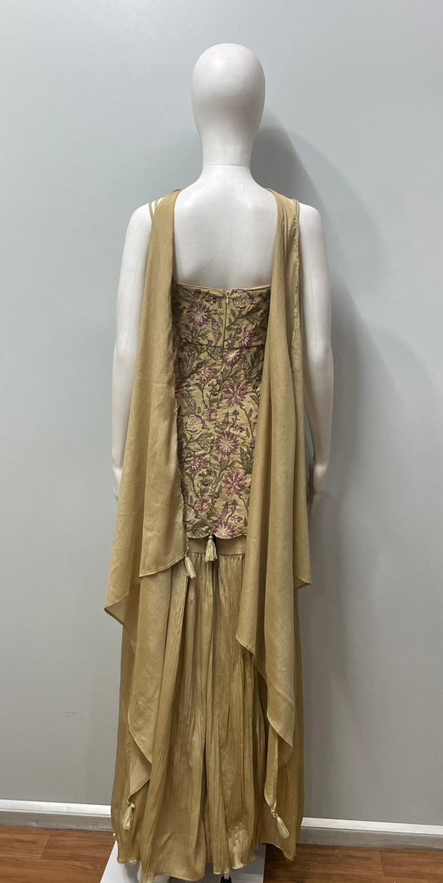 Olive Floral Embroidered Gharara Set
