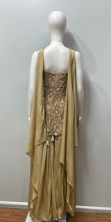 Olive Floral Embroidered Gharara Set