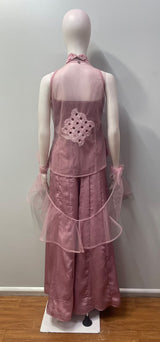 Dusty Rose Crystal Cutwork Palazzo Set