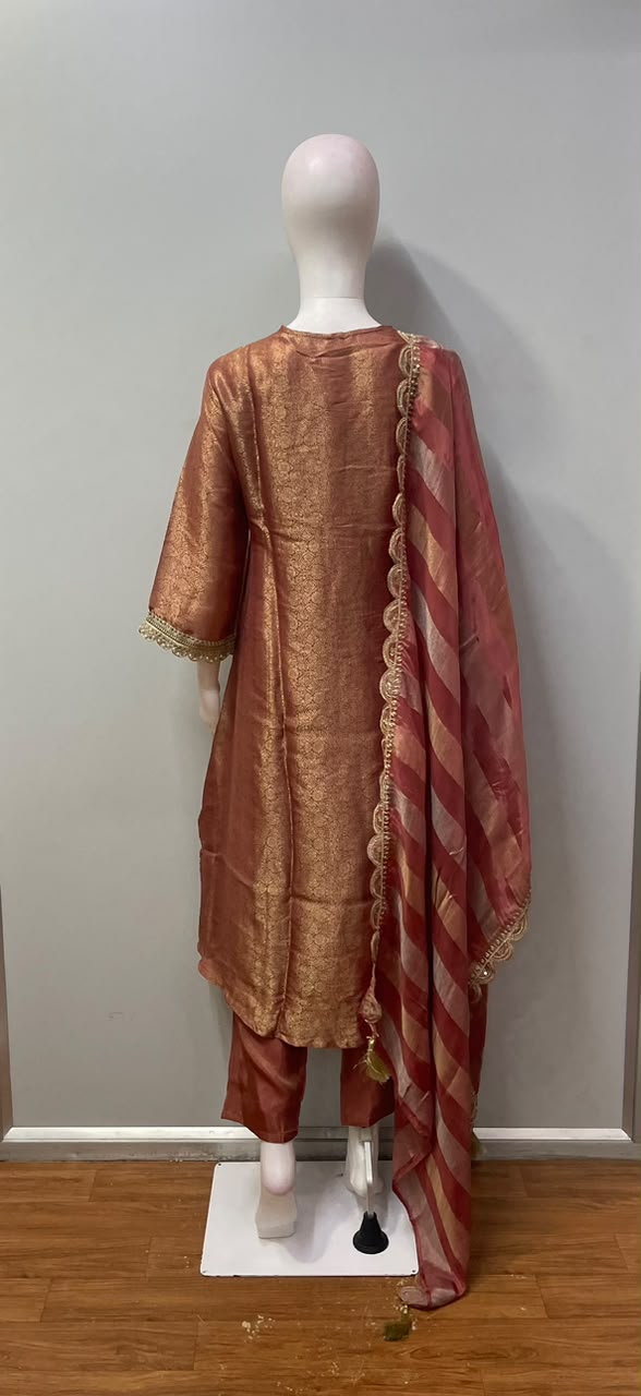 Rose Bronze Jewel Kurta Trouser Set