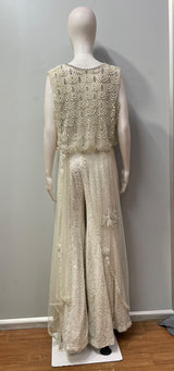 Ivory Silver Pearl Jewel Cape Palazzo Set
