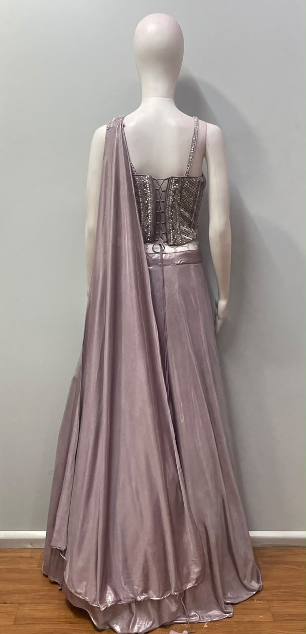 Smoky Lilac Silver Floral Lehenga Set