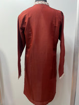 Burnt Sienna Silver Mirror Heritage Kurta