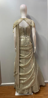 Champagne Gold Jewel Draped Skirt Set