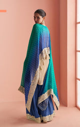 Teal Royal Blue Ombre Gota Sharara Set
