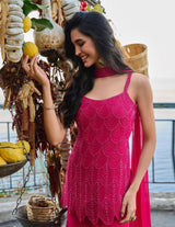 Rani Pink Embroidered Sharara Set