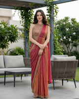 Magenta Amber Embroidered Draped Saree Set