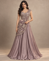 Smoky Lilac Silver Floral Lehenga Set