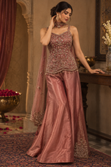 Copper Rose Antique Gold Floral Palazzo Set