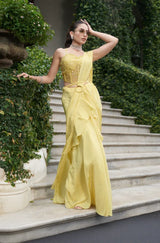 Sunlit Citrine Drape Saree Set - MishUUU