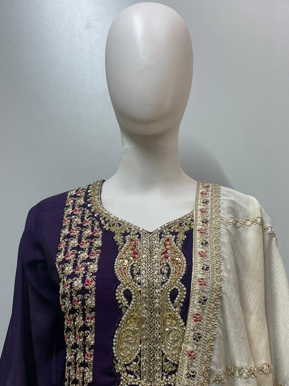 Midnight Ivory Embroidered Kurta Set