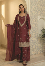 Maroon Gold Palazzo Set