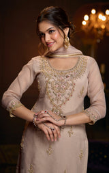 Blush Rose Gold Embroidered Sharara Set
