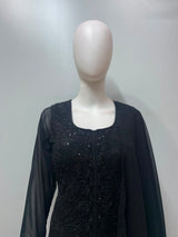 Noir Sequin Embroidered Palazzo Couture Ensemble
