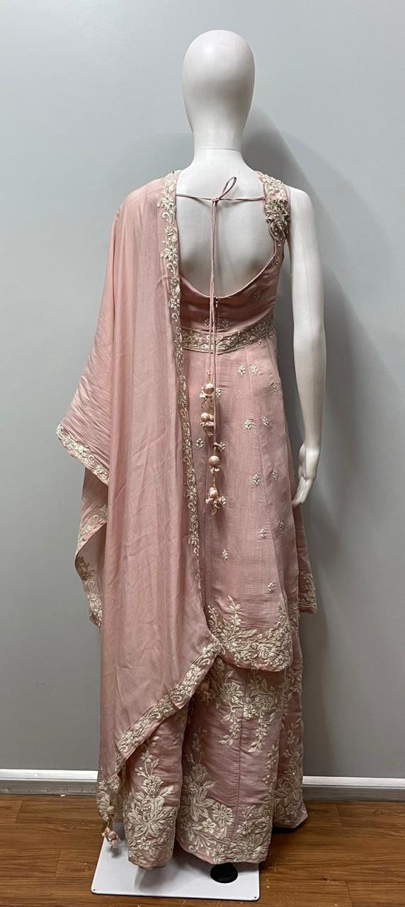 Dusty Rose Embroidered Sharara Set