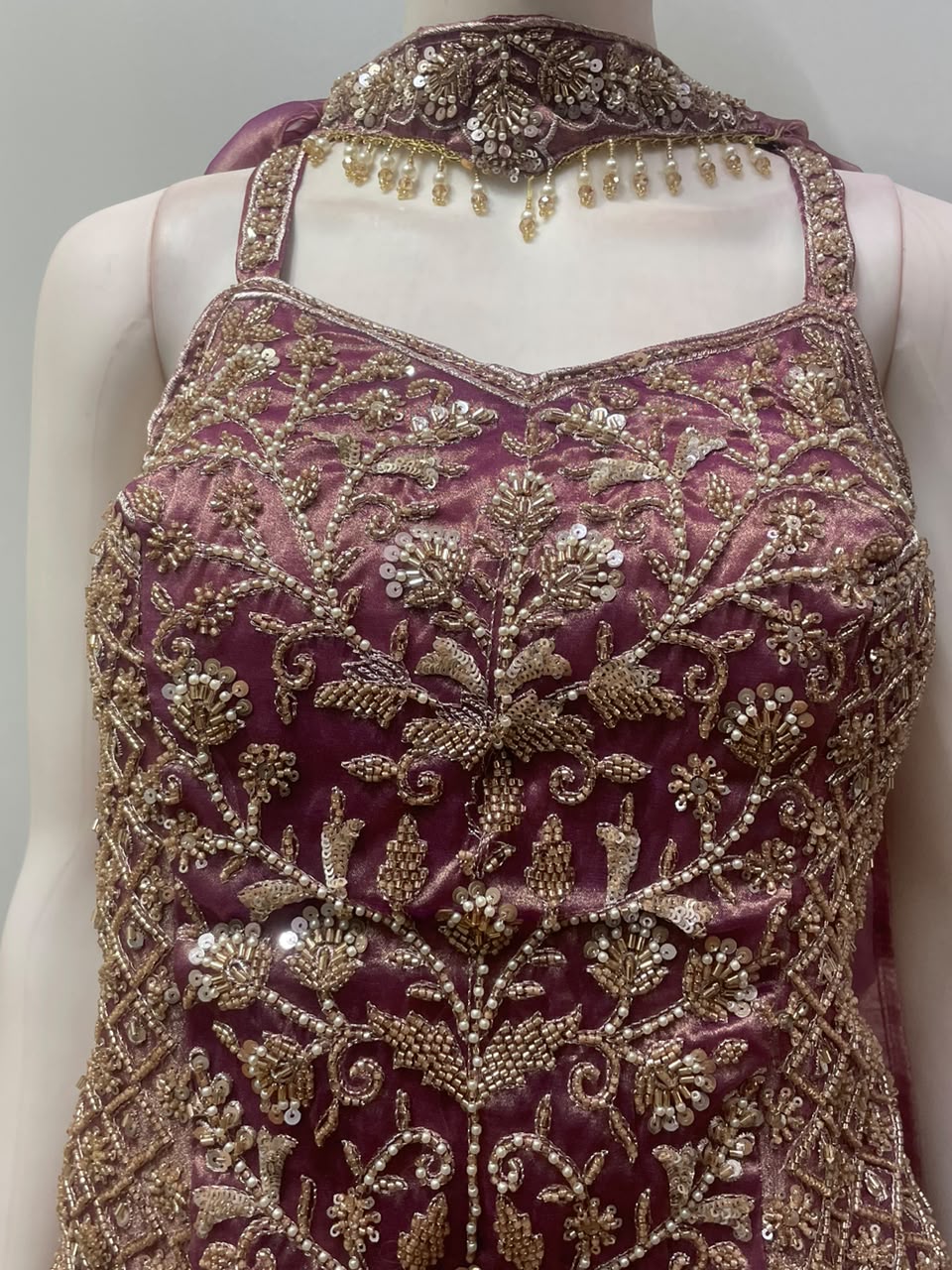 Smoky Mauve Antique Gold Floral Palazzo Set