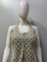 Champagne Sage Pearl Cutwork Palazzo Set