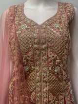 Dusty Rose Antique Gold Floral Longline Palazzo Set